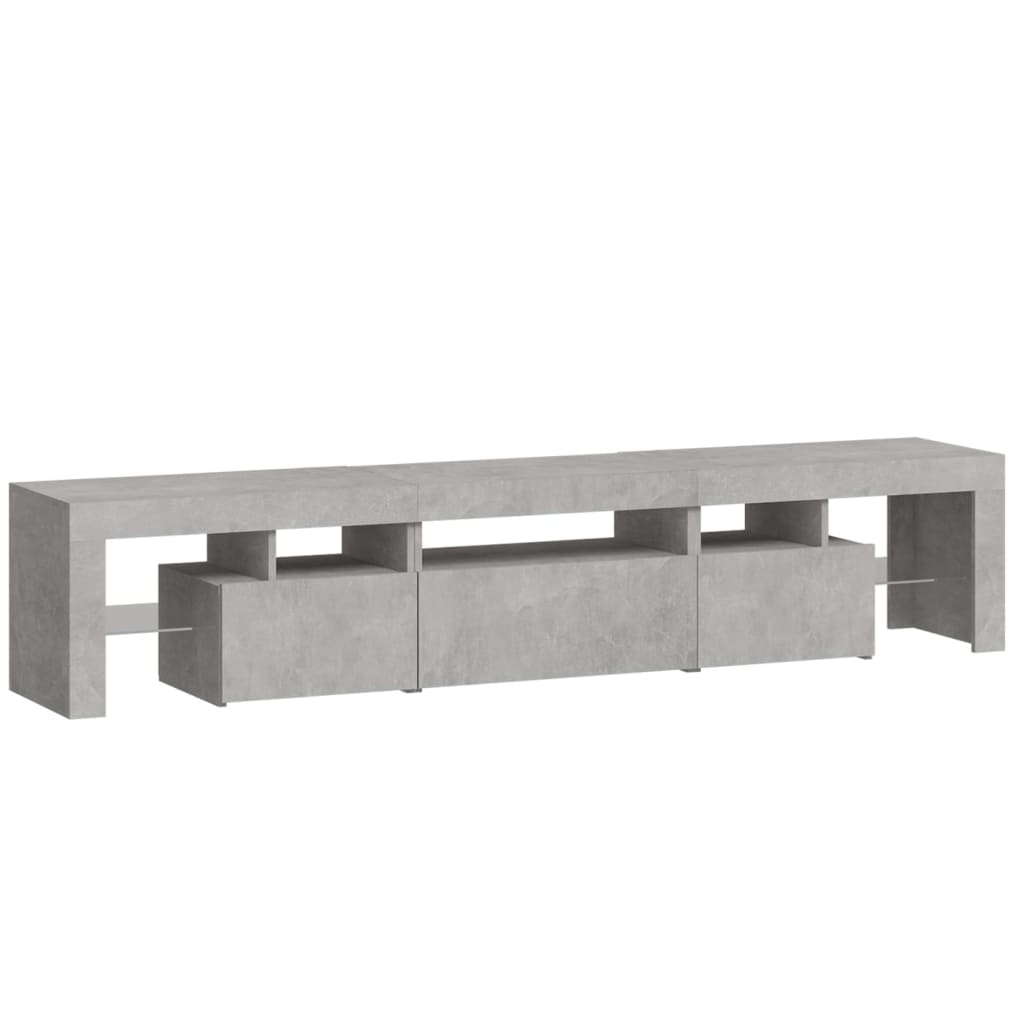 betonszürke TV-szekrény LED lámpákkal 200x36,5x40 cm