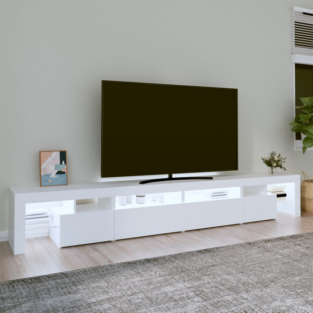 fehér TV-szekrény LED-lámpákkal 260x36,5x40 cm