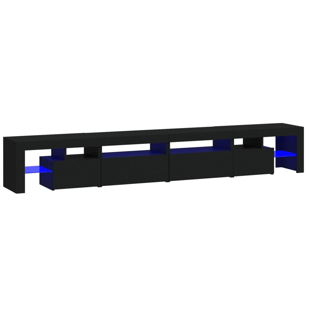 fekete TV-szekrény LED-világítással 260x36,5x40 cm