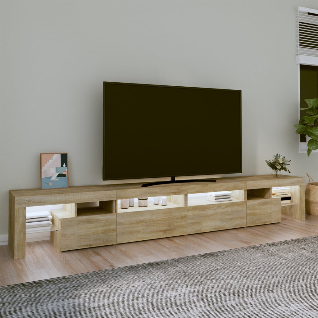 sonoma tölgy színű TV-szekrény LED-lámpákkal 260x36,5x40 cm