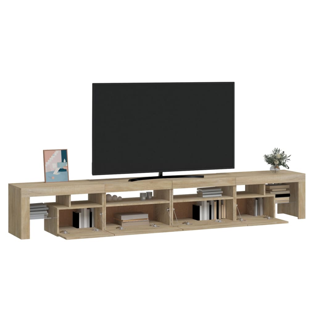 sonoma tölgy színű TV-szekrény LED-lámpákkal 260x36,5x40 cm