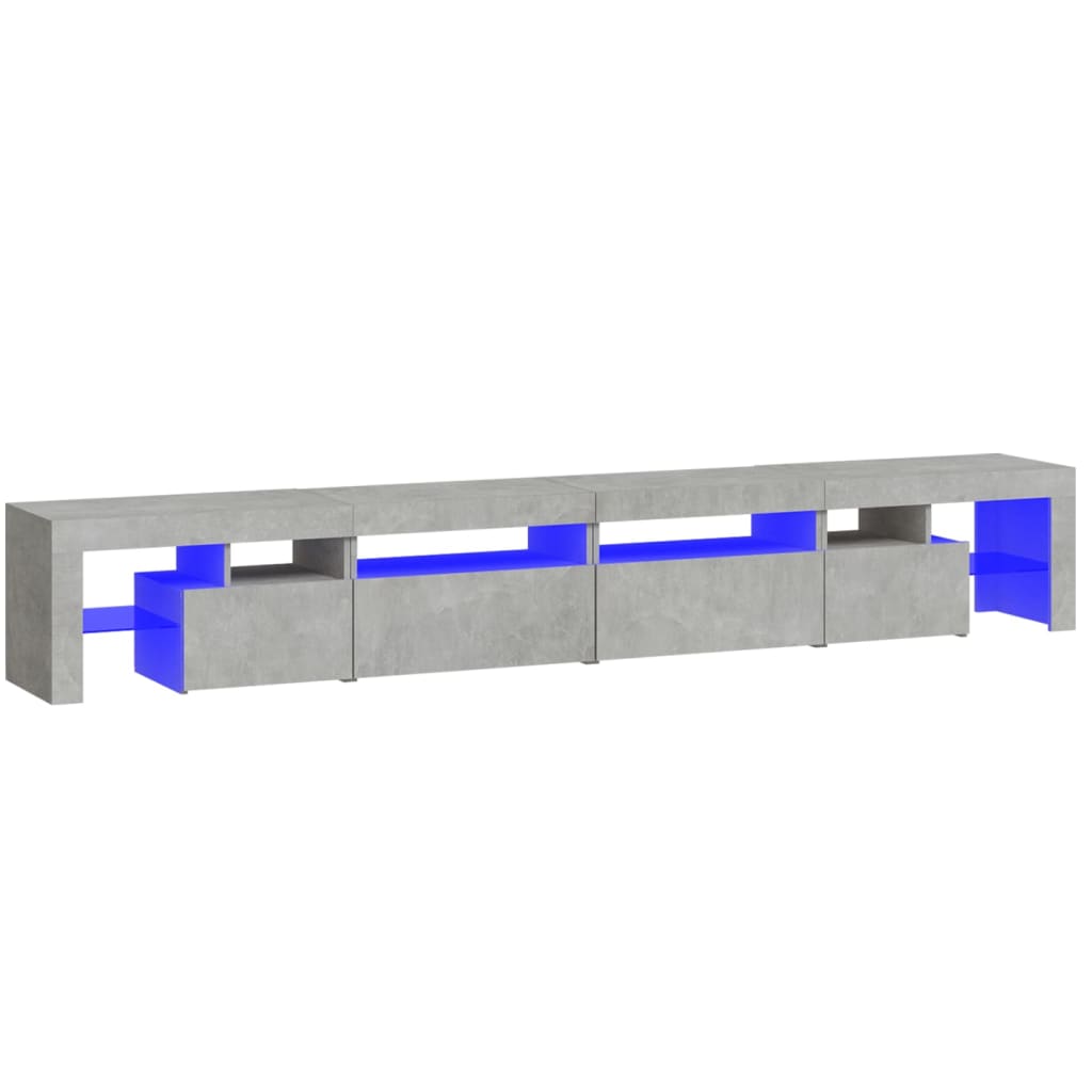 betonszürke TV-szekrény LED lámpákkal 260x36,5x40 cm