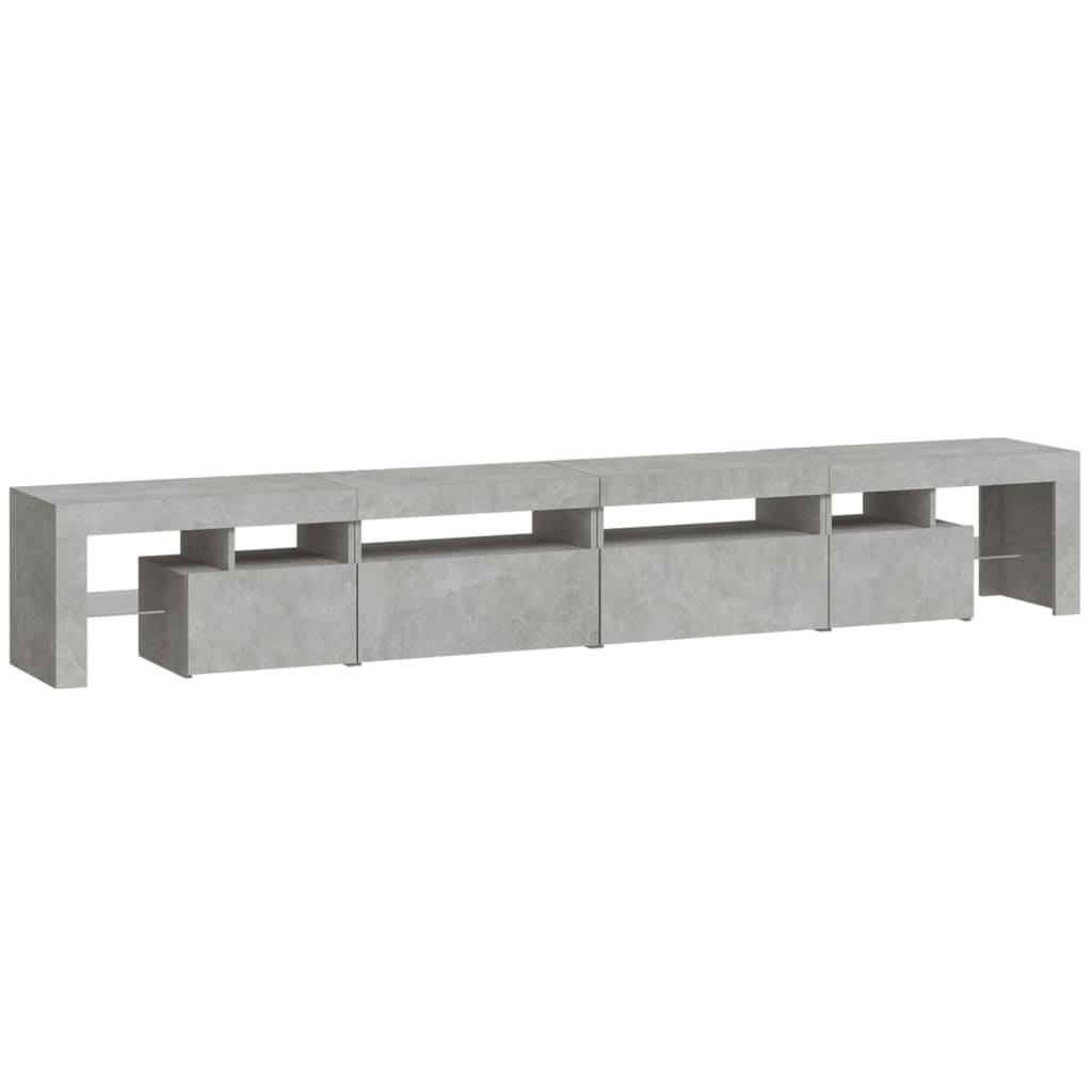 betonszürke TV-szekrény LED lámpákkal 260x36,5x40 cm