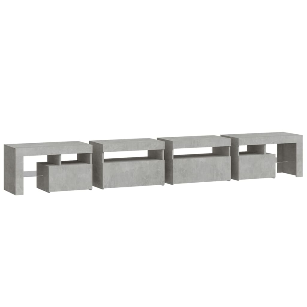 betonszürke TV-szekrény LED lámpákkal 260x36,5x40 cm