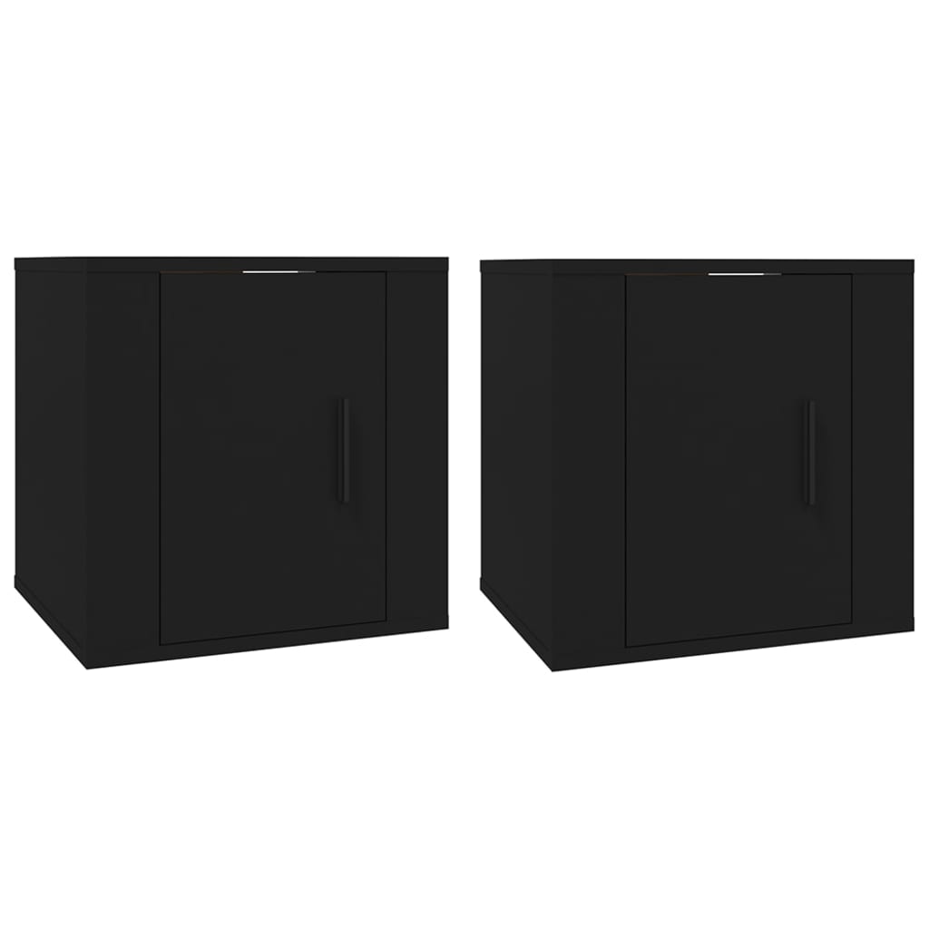 2 db fekete falra szerelhető TV-szekrény 40 x 34,5 x 40 cm