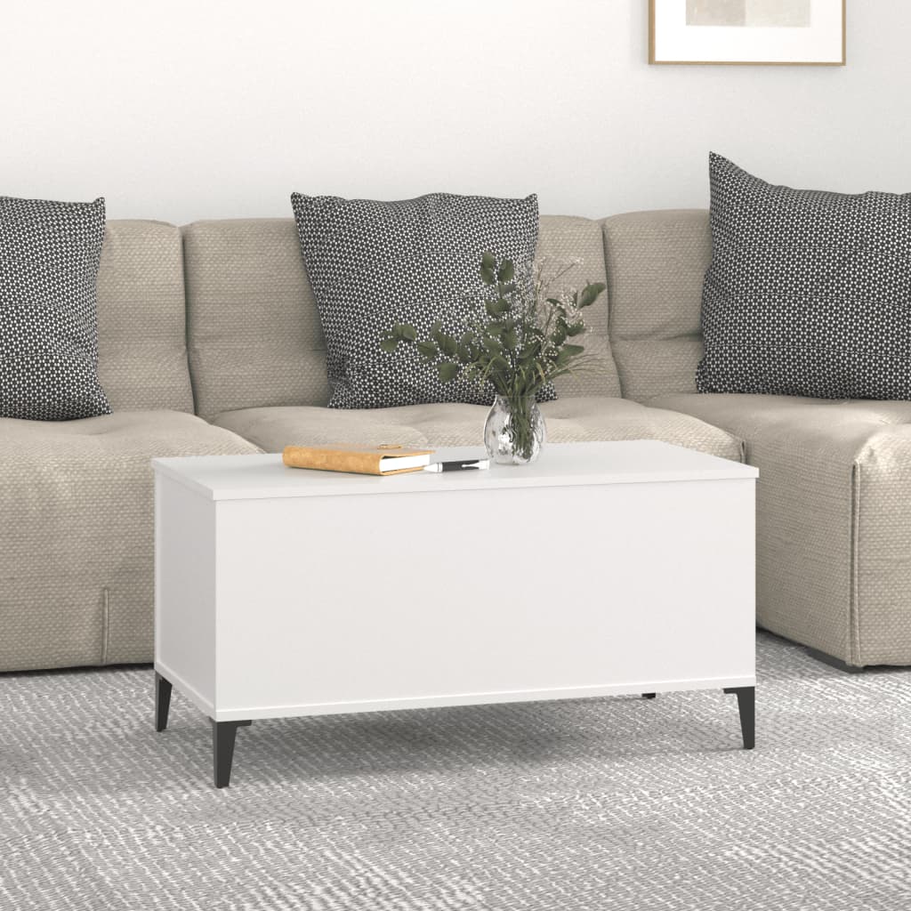 fehér szerelt fa dohányzóasztal 90x44,5x45 cm