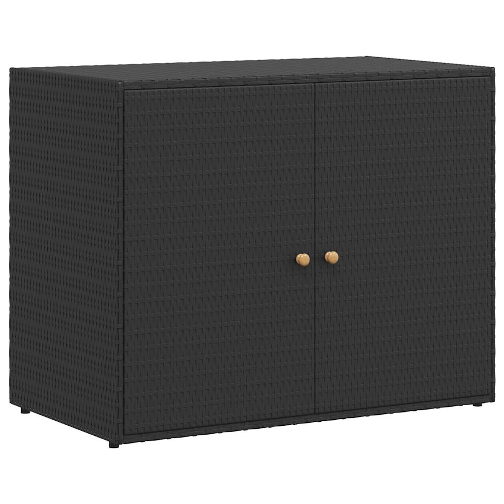 fekete polyrattan kerti tárolószekrény 100 x 55,5 x 80 cm