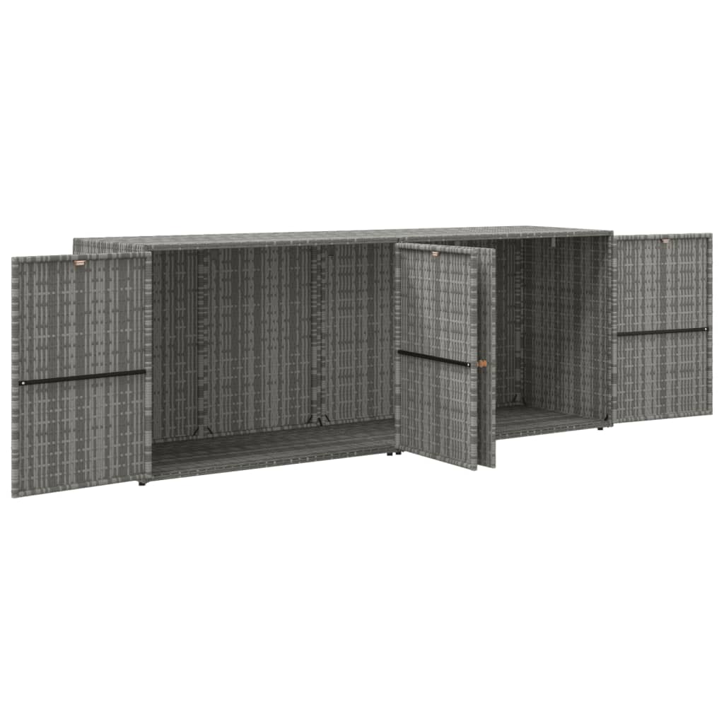 szürke polyrattan kerti tárolószekrény 198 x 55,5 x 80 cm