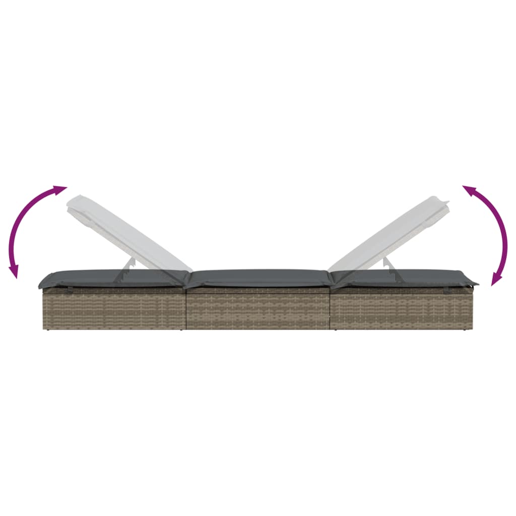 1 db szürke polyrattan napozóágy asztallal