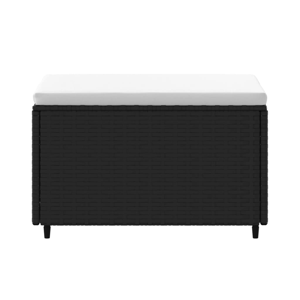 2 db fekete polyrattan kerti lábtartó párnákkal