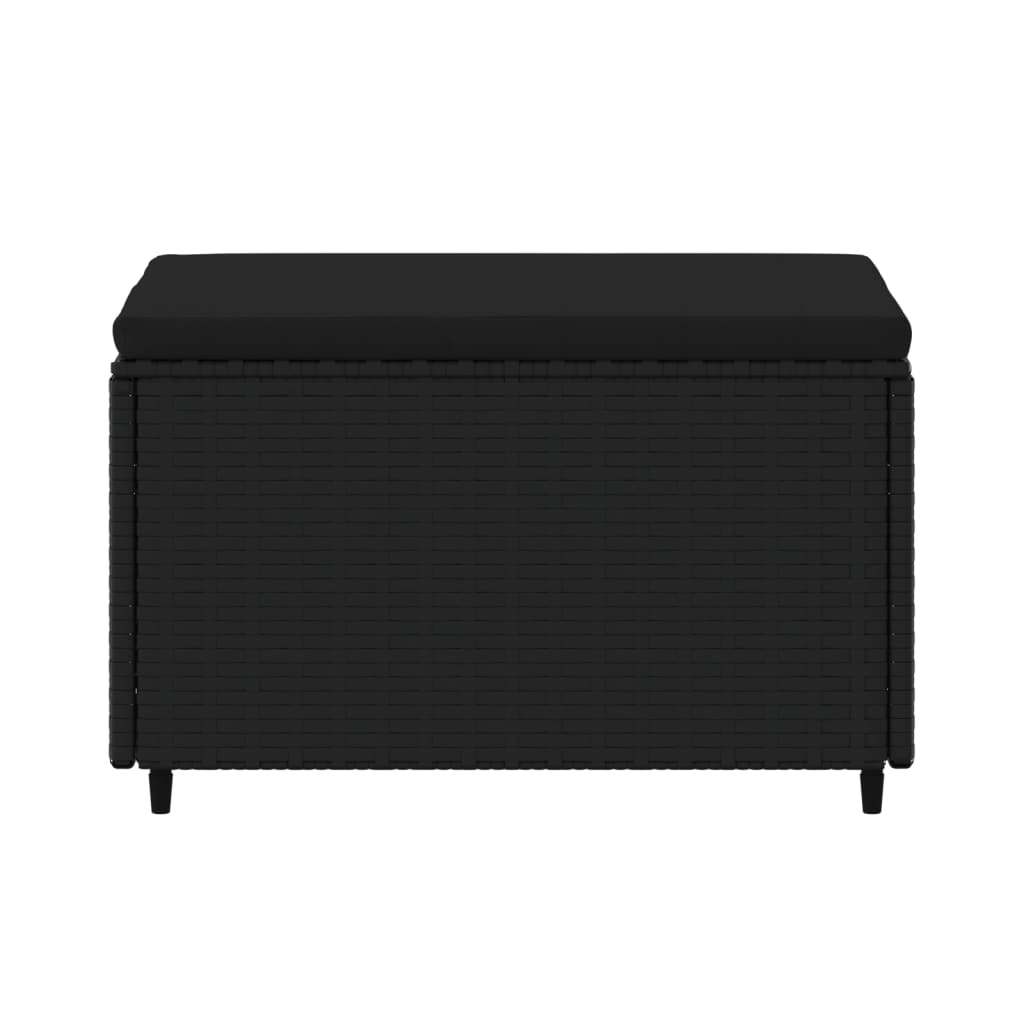 fekete polyrattan kerti lábtartó párnával
