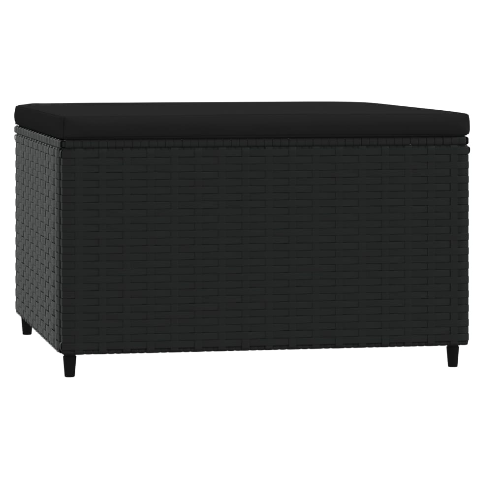 fekete polyrattan kerti lábtartó párnával