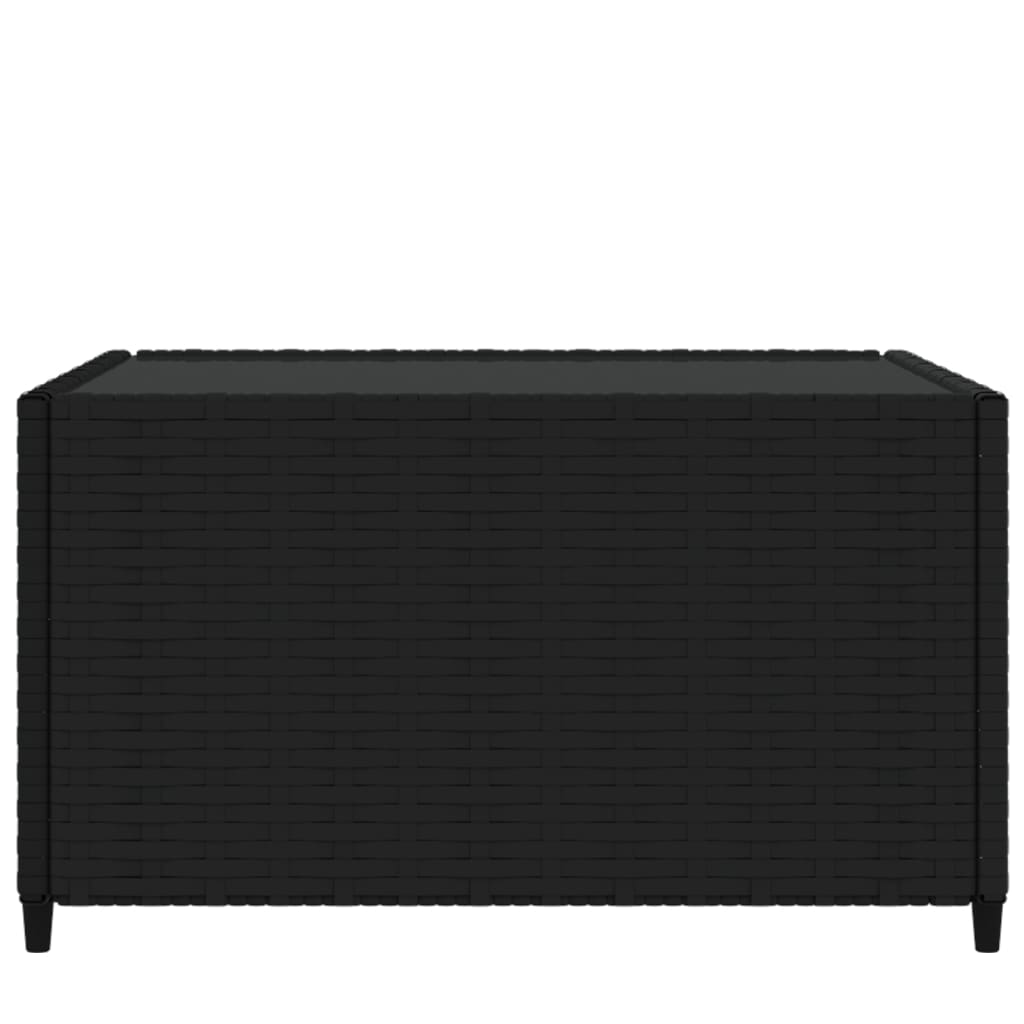 fekete polyrattan négyzet alakú kerti dohányzóasztal 50x50x30cm