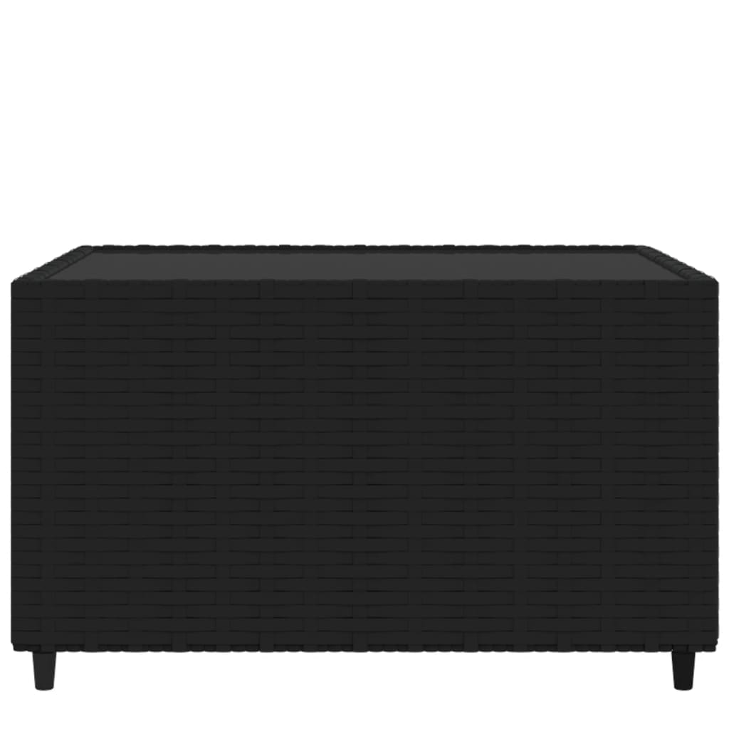 fekete polyrattan négyzet alakú kerti dohányzóasztal 50x50x30cm