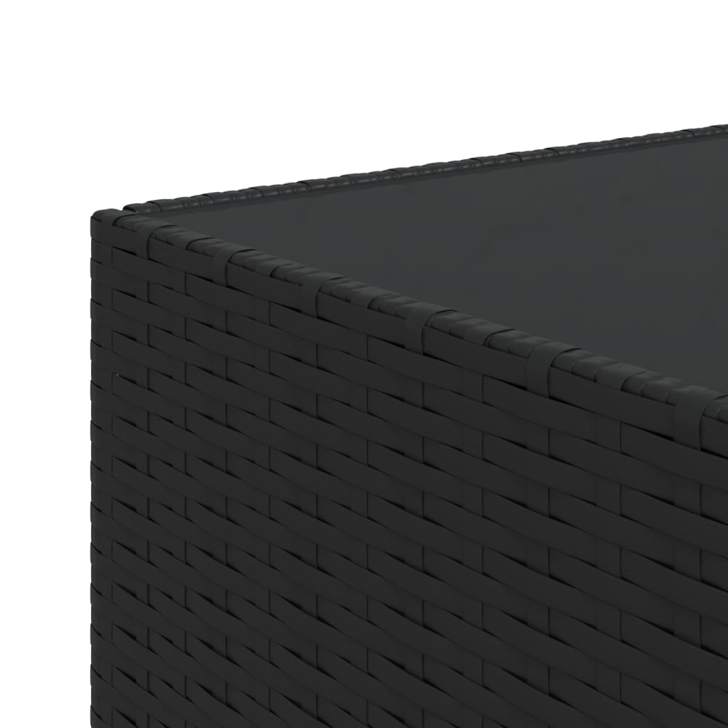fekete polyrattan négyzet alakú kerti dohányzóasztal 50x50x30cm