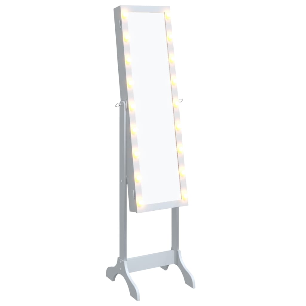 fehér szabadon álló tükör LED-del 34 x 37 x 146 cm