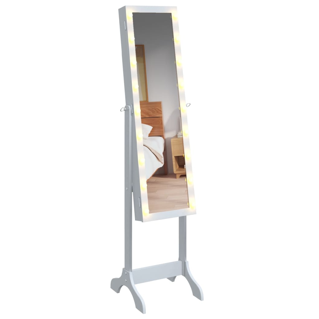 fehér szabadon álló tükör LED-del 34 x 37 x 146 cm