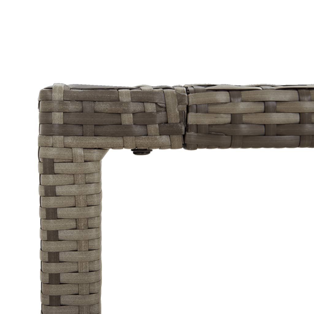 szürke polyrattan üveglapos kerti asztal 150 x 90 x 75 cm