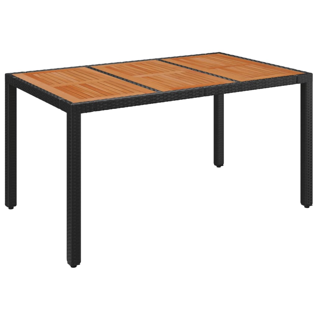 fekete polyrattan falapos kerti asztal 150 x 90 x 75 cm