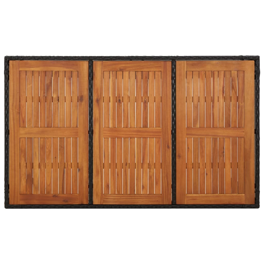 fekete polyrattan falapos kerti asztal 150 x 90 x 75 cm