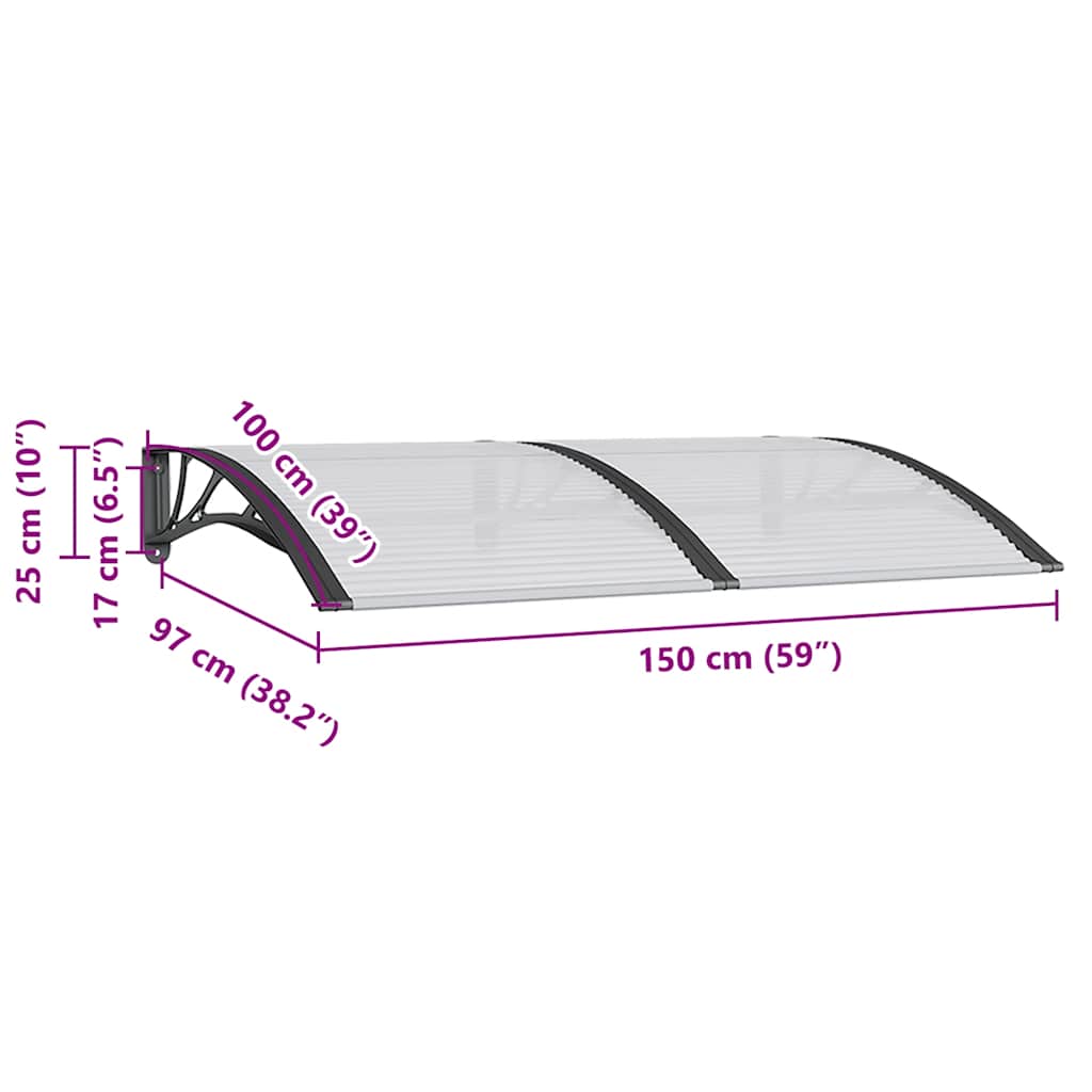 fekete polikarbonát ajtóelőtető 150 x 100 cm