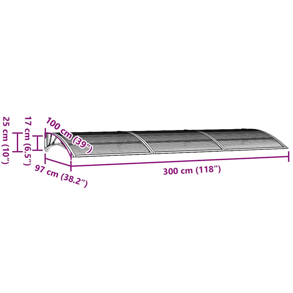 fekete polikarbonát ajtóelőtető 300 x 100 cm