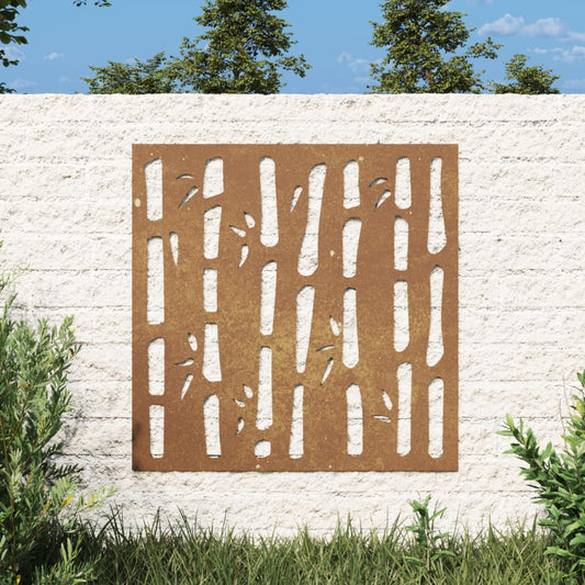 bambuszmintás corten acél kerti faldísz 55x55 cm