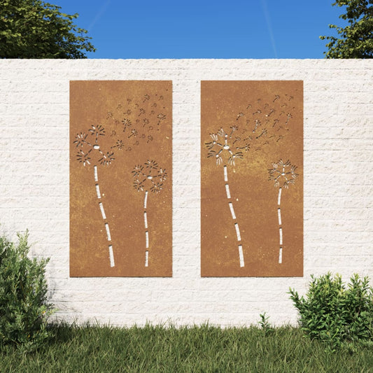 2 db virágmintás corten acél kerti faldísz 105 x 55 cm