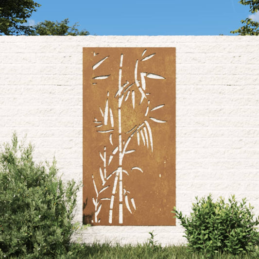 bambuszmintás corten acél kerti faldísz 105 x 55 cm