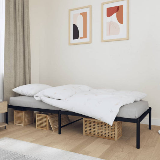 fekete fém ágykeret 75 x 190 cm