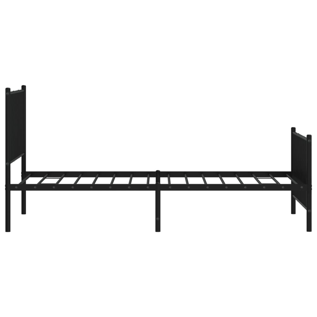 fekete fém ágykeret fej- és lábtámlával 90 x 190 cm