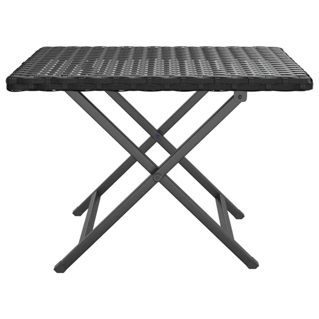 fekete összecsukható polyrattan asztal 45 x 35 x 32 cm