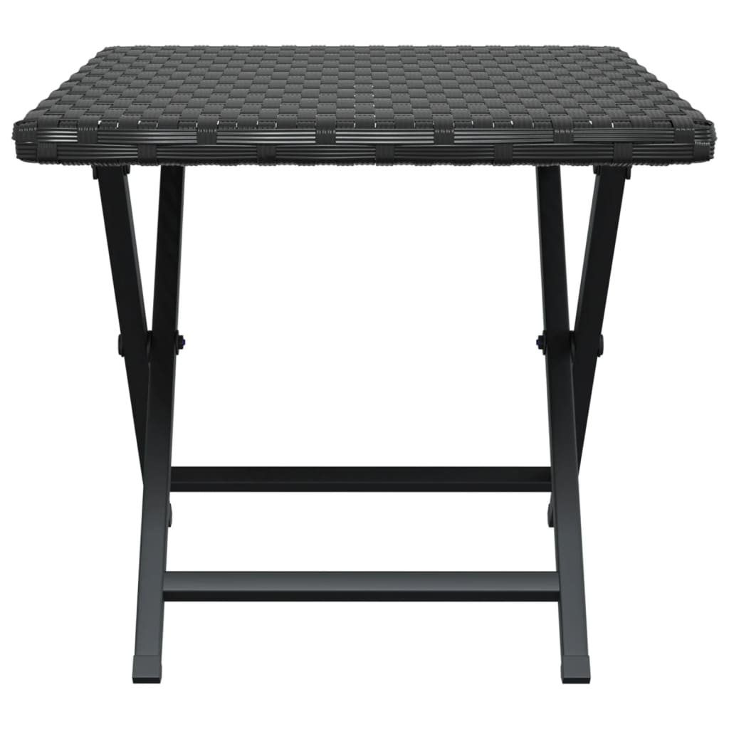 fekete összecsukható polyrattan asztal 45 x 35 x 32 cm