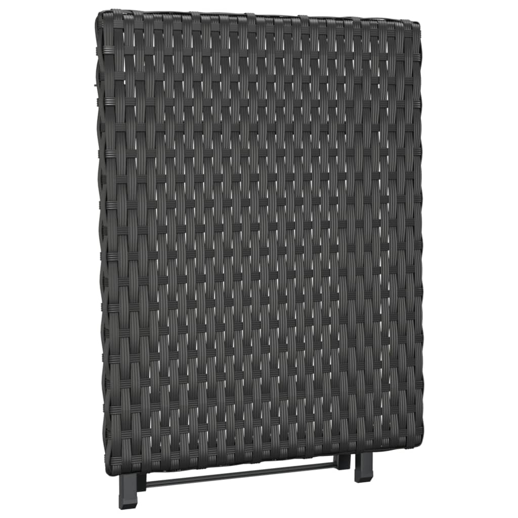 fekete összecsukható polyrattan asztal 45 x 35 x 32 cm
