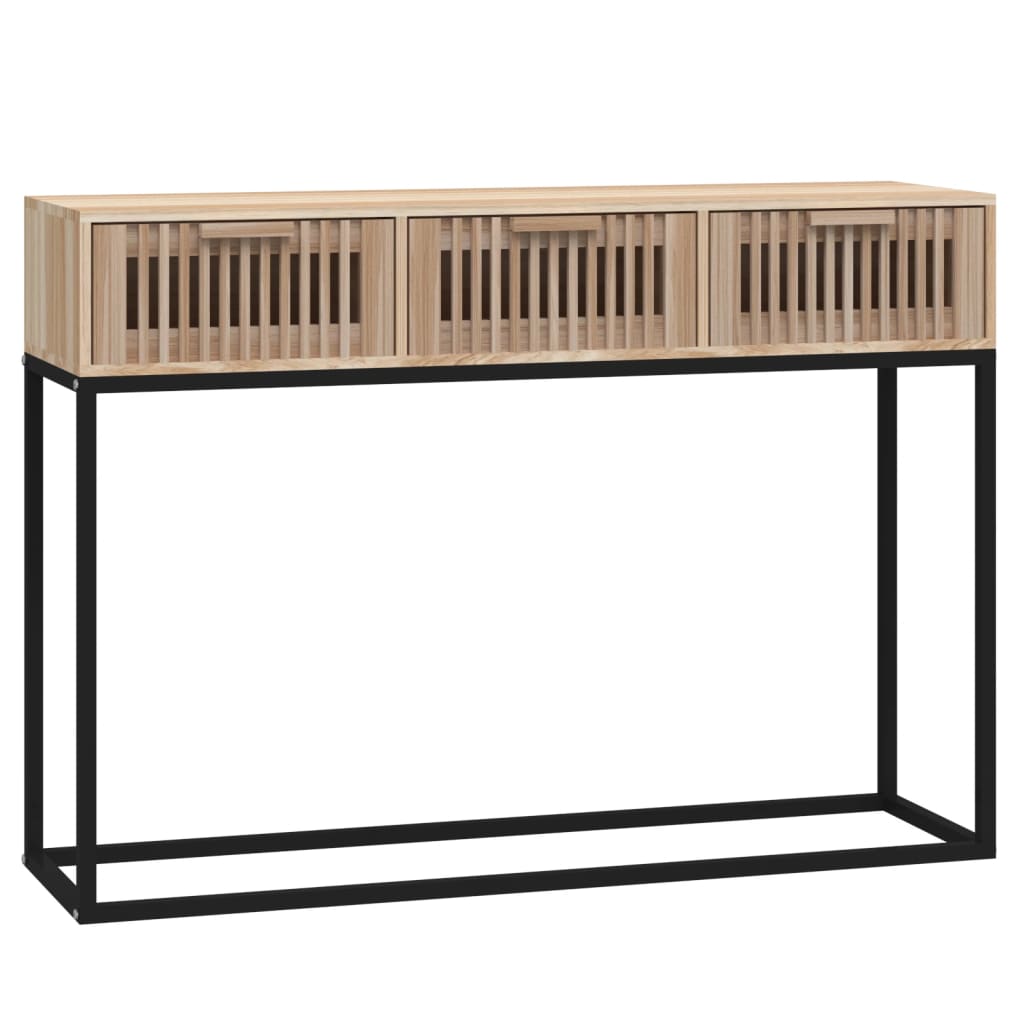 szerelt fa és vas tálalóasztal 105x30x75 cm
