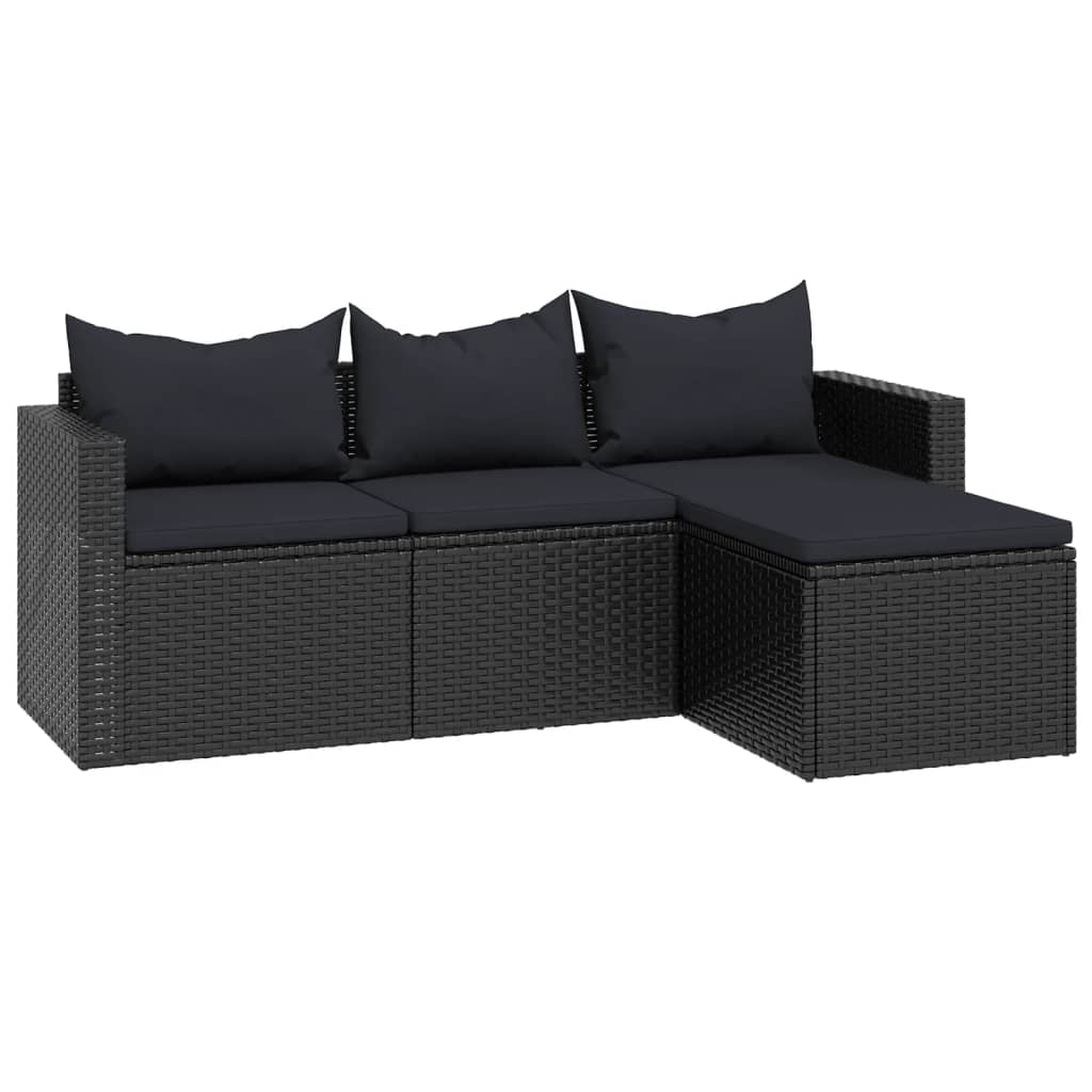 fekete polyrattan kerti ülőgarnitúra