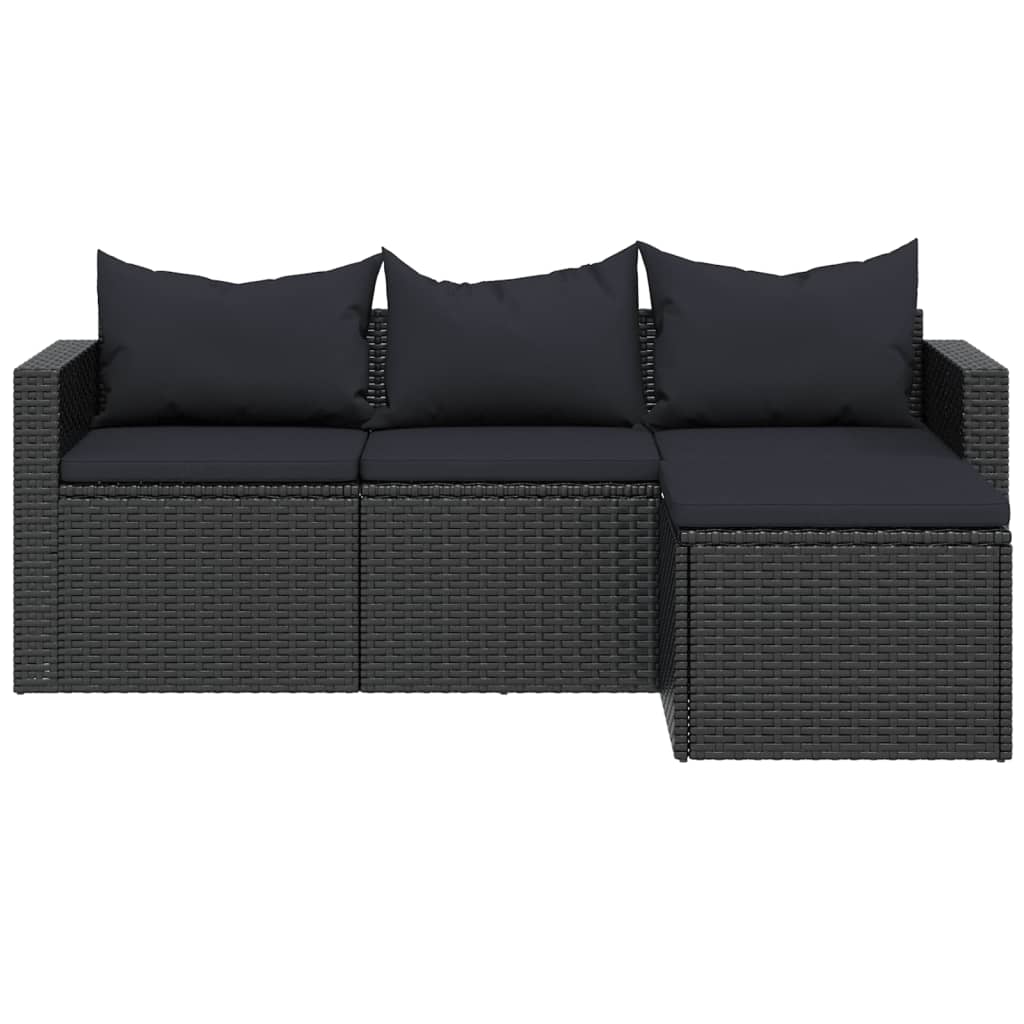 fekete polyrattan kerti ülőgarnitúra