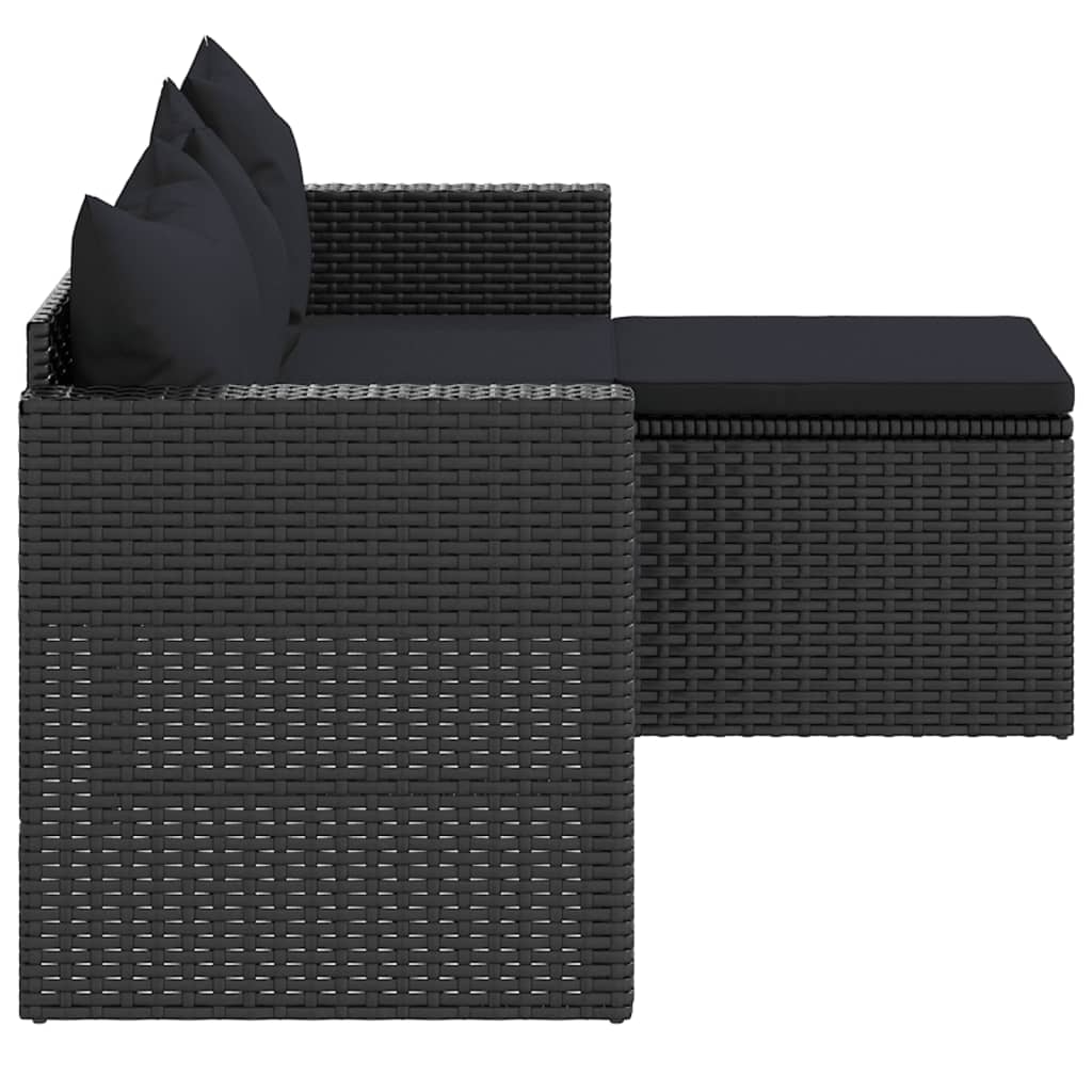 fekete polyrattan kerti ülőgarnitúra
