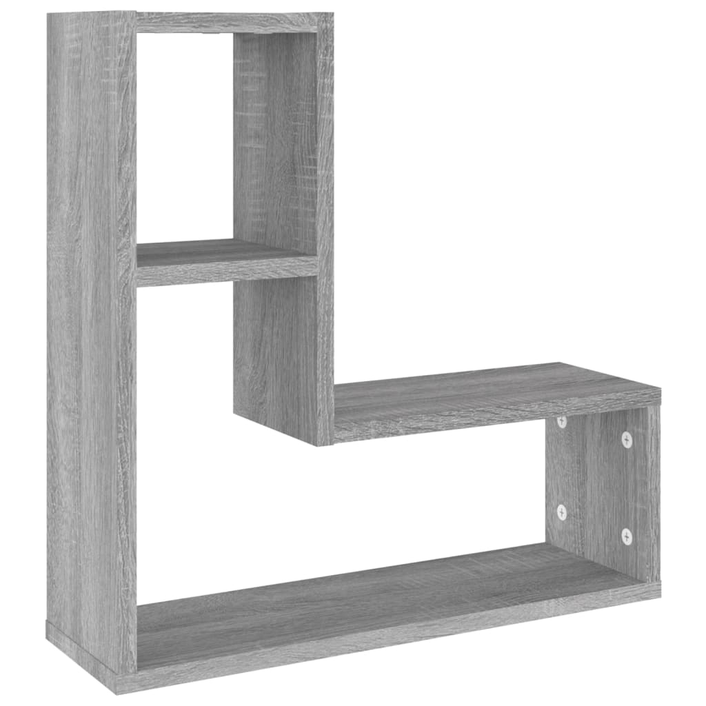 2 db szürke sonoma színű szerelt fa falipolc 50 x 15 x 50 cm