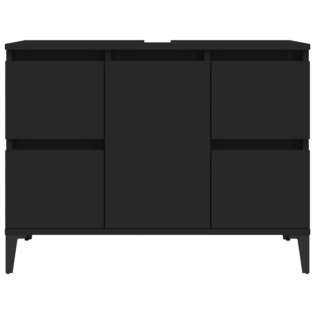fekete szerelt fa mosdószekrény 80 x 33 x 60 cm