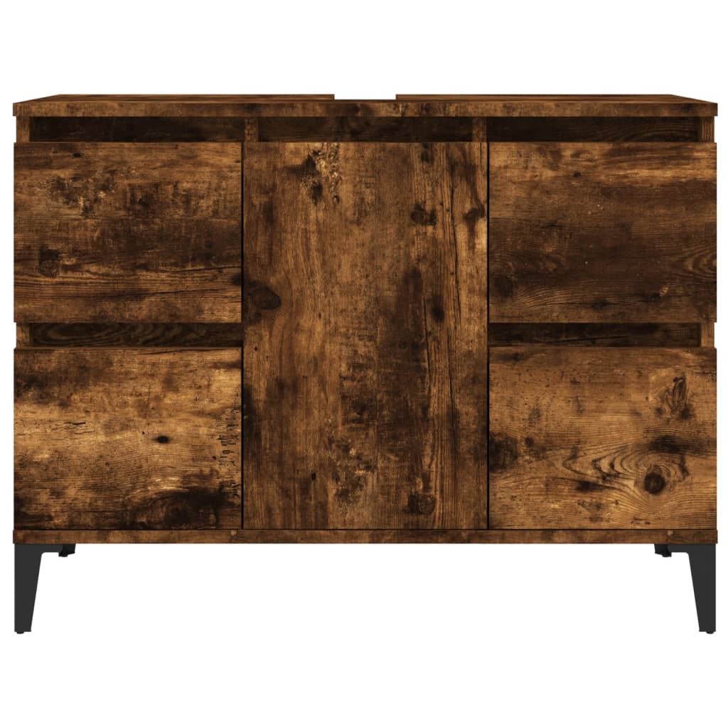 füstös tölgy színű szerelt fa mosdószekrény 80 x 33 x 60 cm