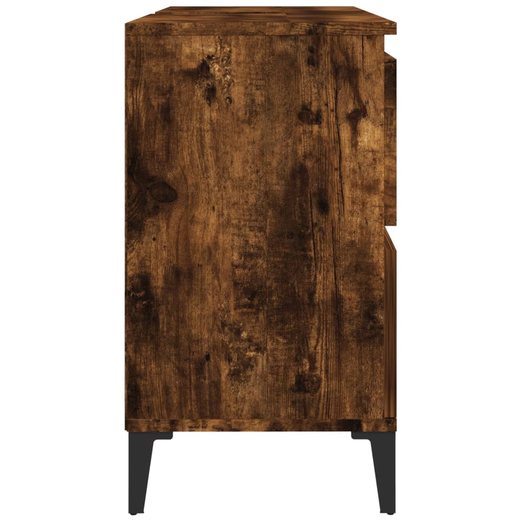 füstös tölgy színű szerelt fa mosdószekrény 80 x 33 x 60 cm
