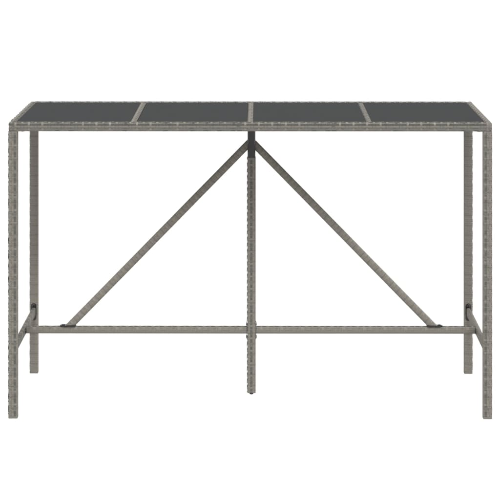 szürke polyrattan üveglapos bárasztal 180 x 70 x 110 cm
