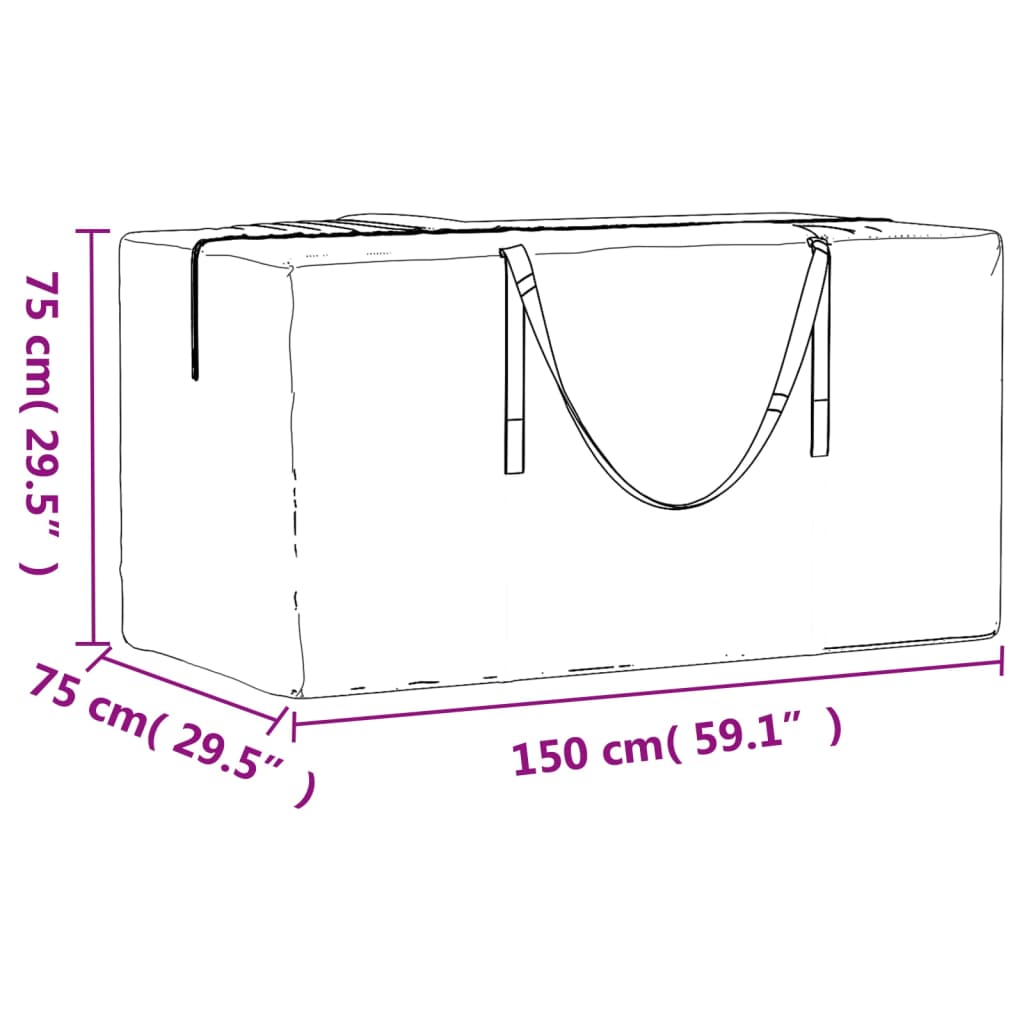 fekete polietilén kerti párnatároló zsák 150 x 75 x 75 cm