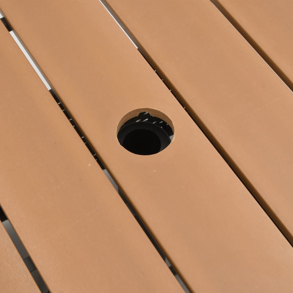 barna polyrattan kerti asztal napernyőlyukkal 55x55x46,5 cm