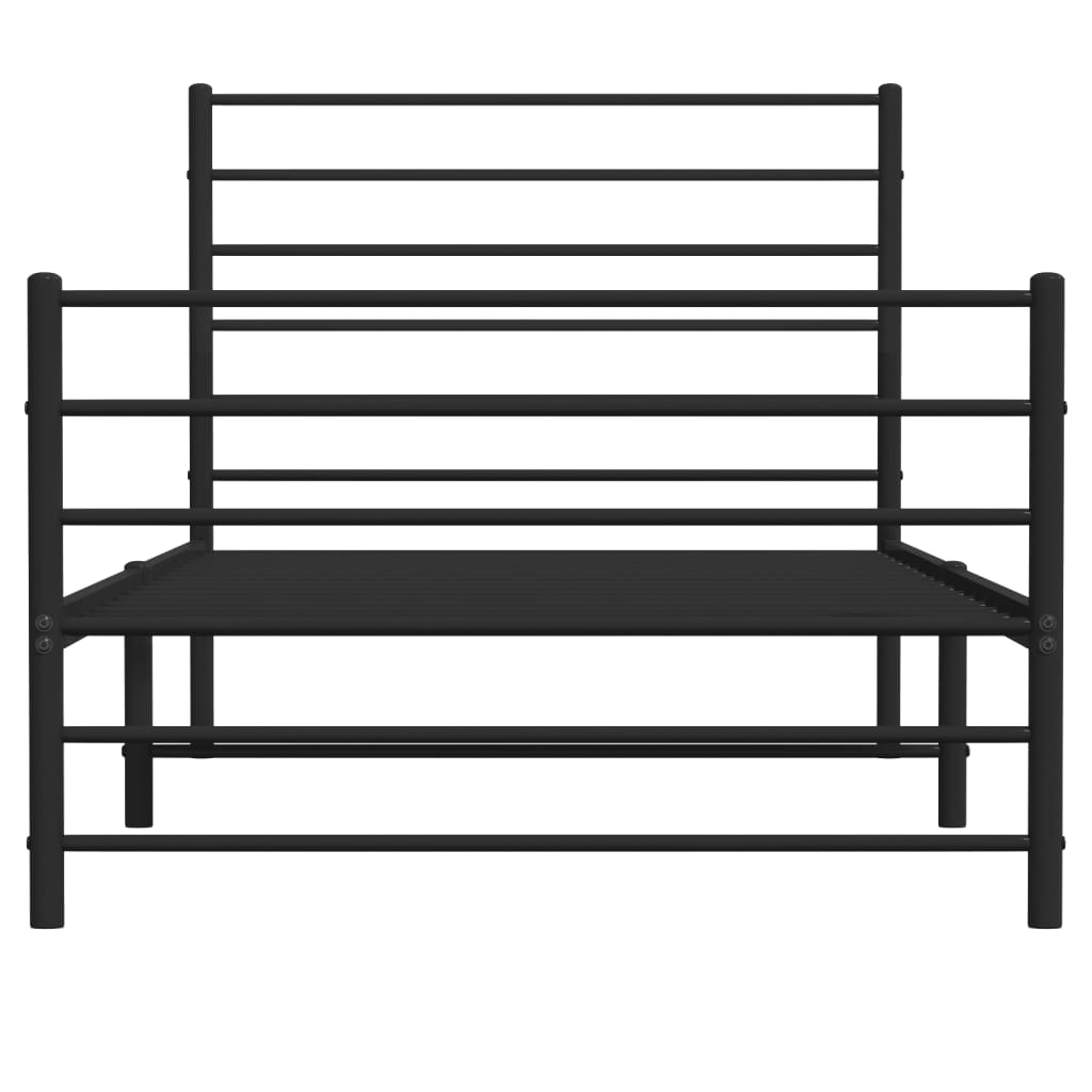 fekete fém ágykeret fej- és lábtámlával 80 x 200 cm