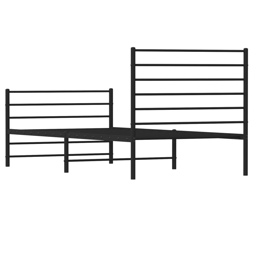 fekete fém ágykeret fej- és lábtámlával 80 x 200 cm