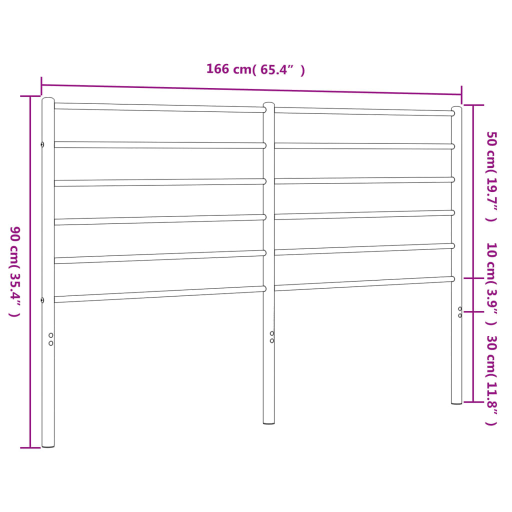fekete fém fejtámla 160 cm