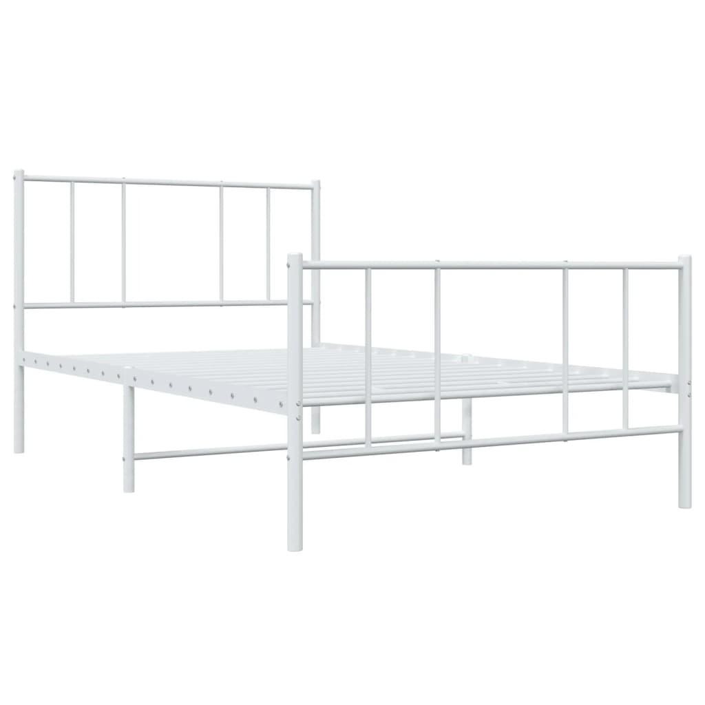 fehér fém ágykeret fej- és lábtámlával 90x200 cm