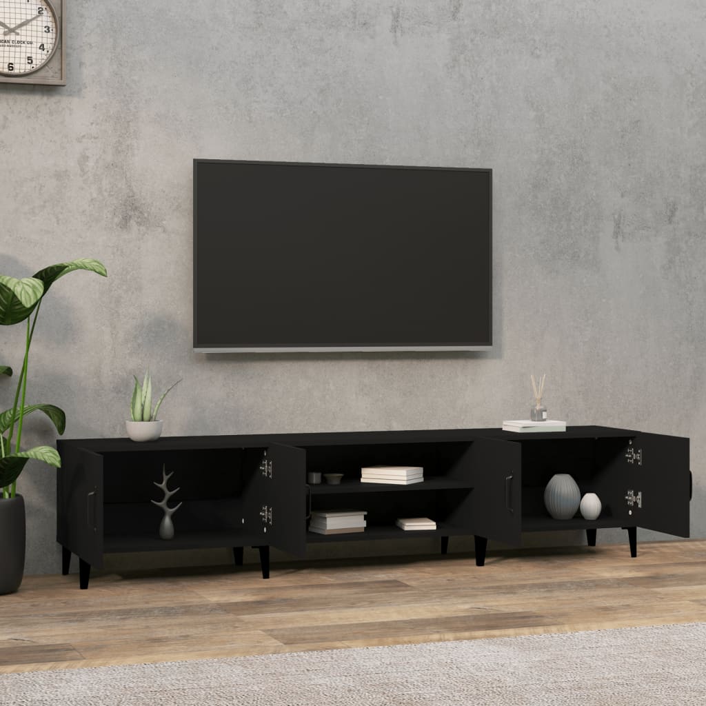 fekete szerelt fa TV-szekrény 180 x 31,5 x 40 cm